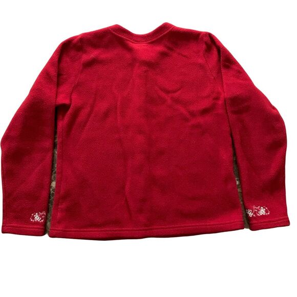 L.L. Bean Women's Vintage Fleece Cardigan Sweater Jacket Red Small Embroidered - Picture 2 of 12